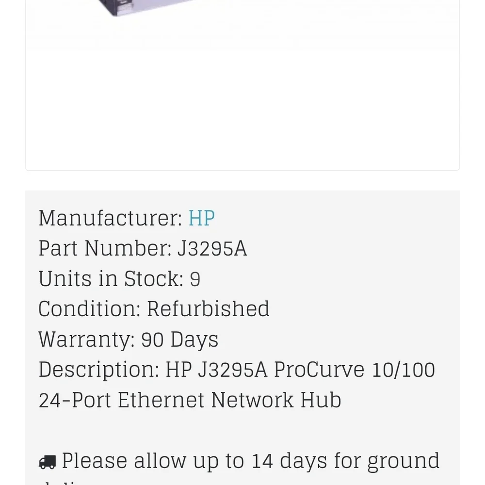 HP ProCurve J3295A 24-Port Wired Router - Black and Gray